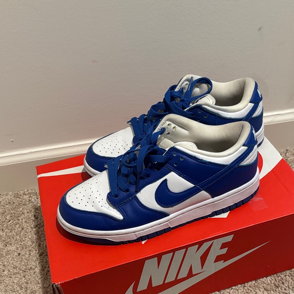 Nike Royal Blue and White Low Tops